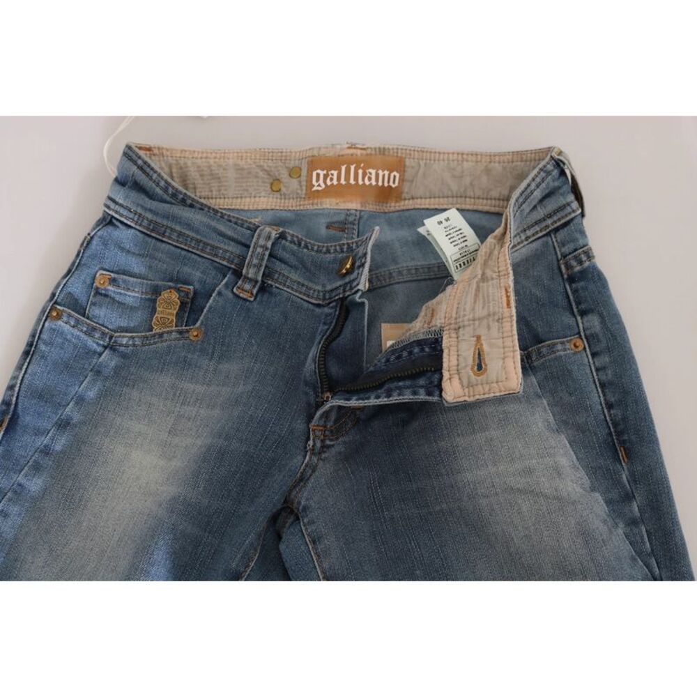 John Galliano Blue Washed Mid Waist Skinny Casual Denim Women's Pants